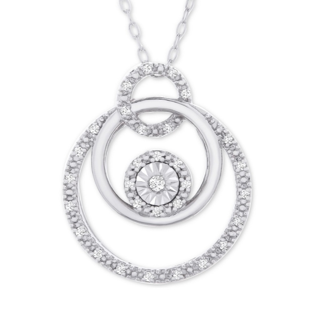 Diamond Triple Circle 18" Pendant Necklace